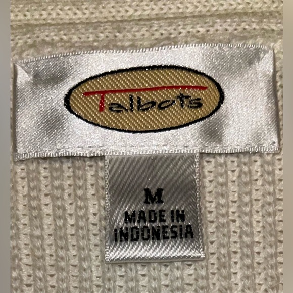 Talbots Cream Colored One Button Cardigan Sweater with Long Sleeves - Picture 10 of 11